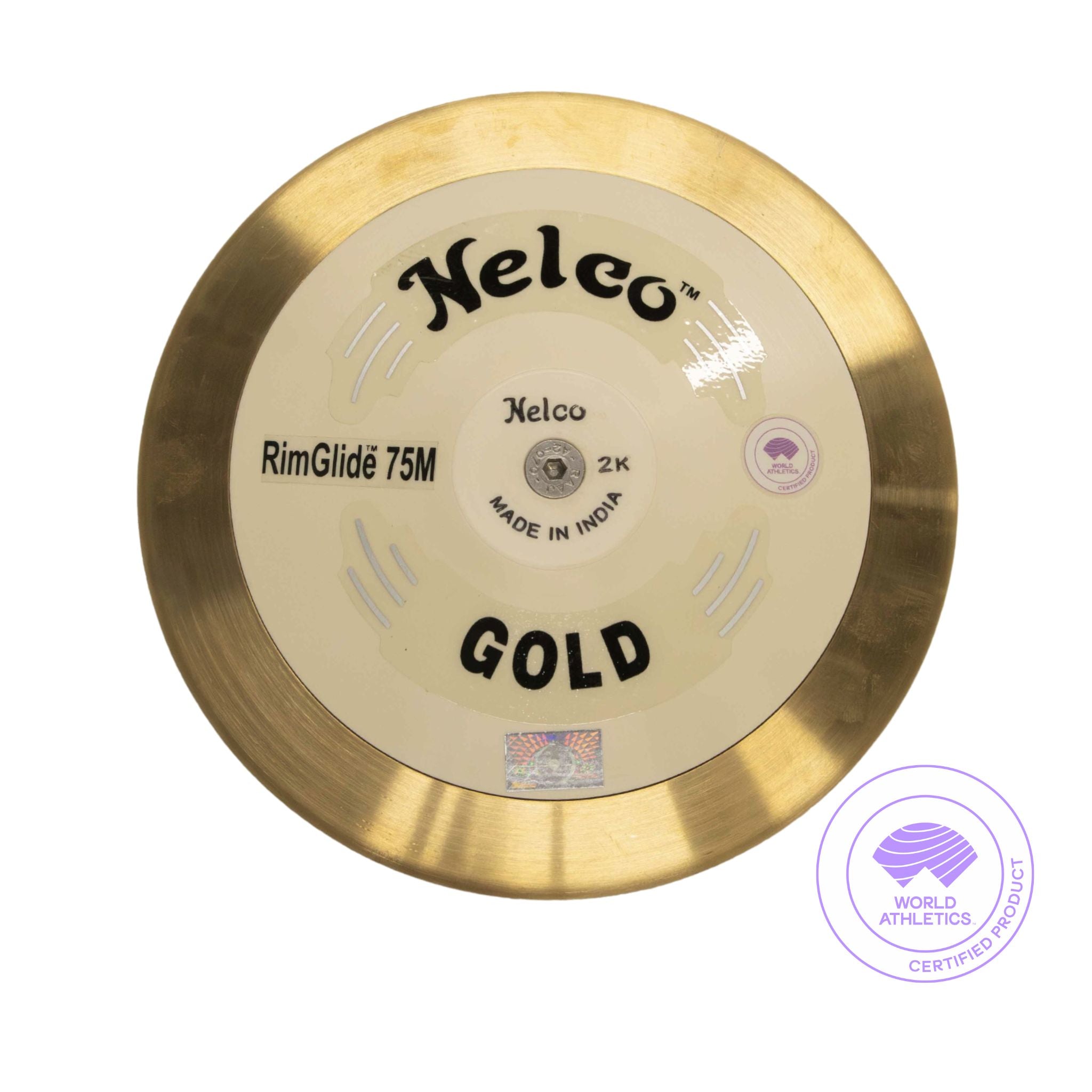 Nel co gold discus|brass rim white plate