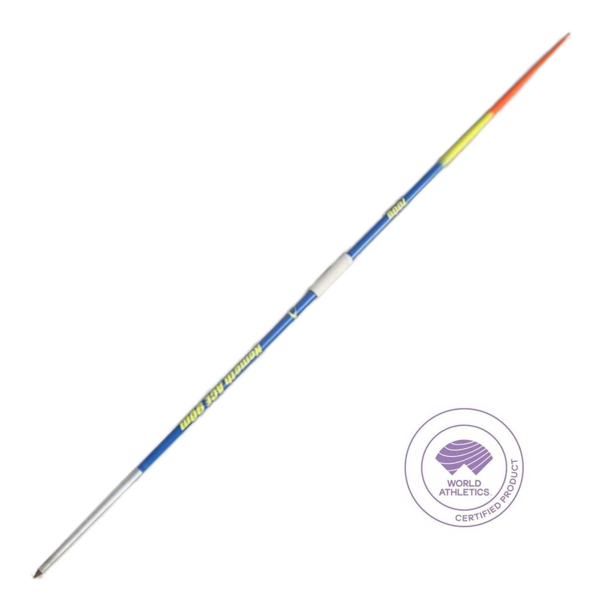 Nemeth ACE 700g Javelin | 2025 Specifications | 90m | World Athletics Certified | Blue with yellow & orange tail