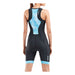 2xu aqua & black trisuit back view no sleeve