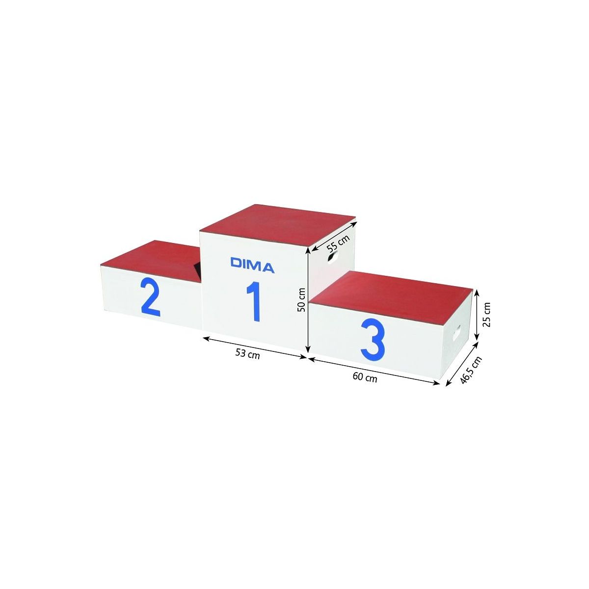 DIMA award stand with measurements  | Winners' podium stand for medal ceremonies